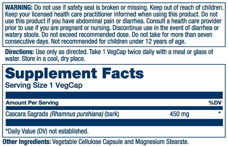 Cascara Sagrada Bark 450mg