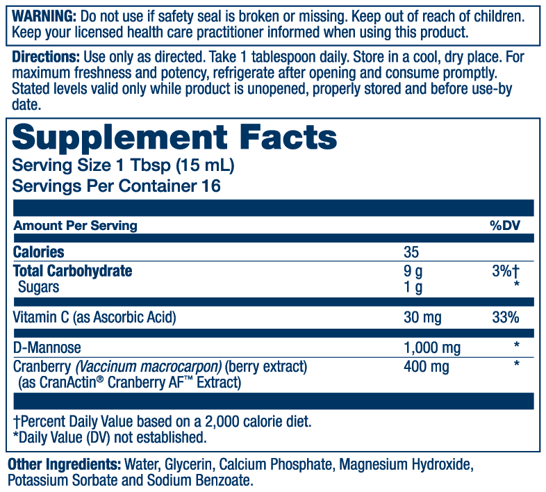D-Mannose With Cranactin Cranberry Extract Liquid