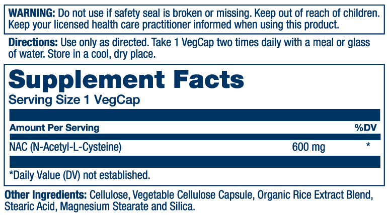 NAC N-Acetyl-L-Cysteine Supplement, 600 mg | 60 Count