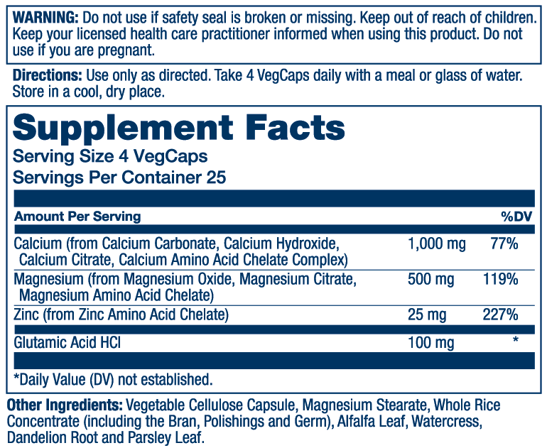 Calcium, Magnesium, Zinc