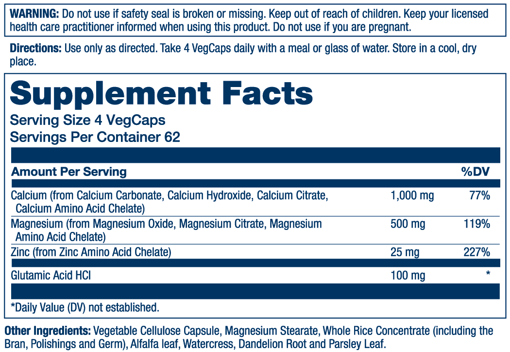 Calcium, Magnesium, Zinc