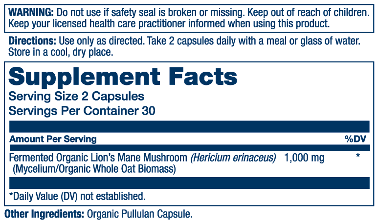 Fermented Lion's Mane Mushroom 1000mg