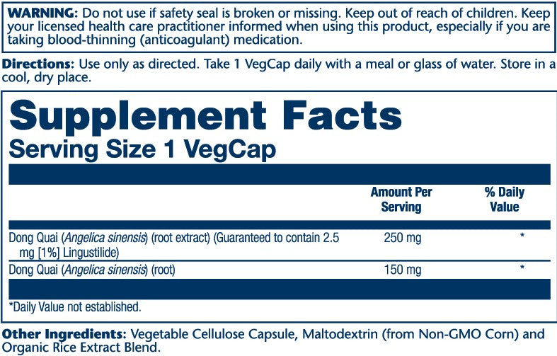 Dong Quai Root Ext 250mg