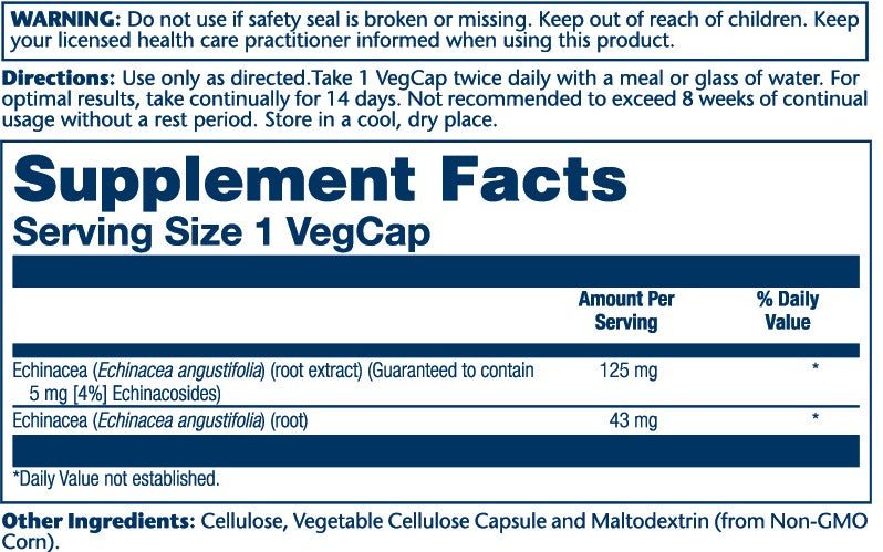 Echinacea Angustifolia Root Ext 125mg