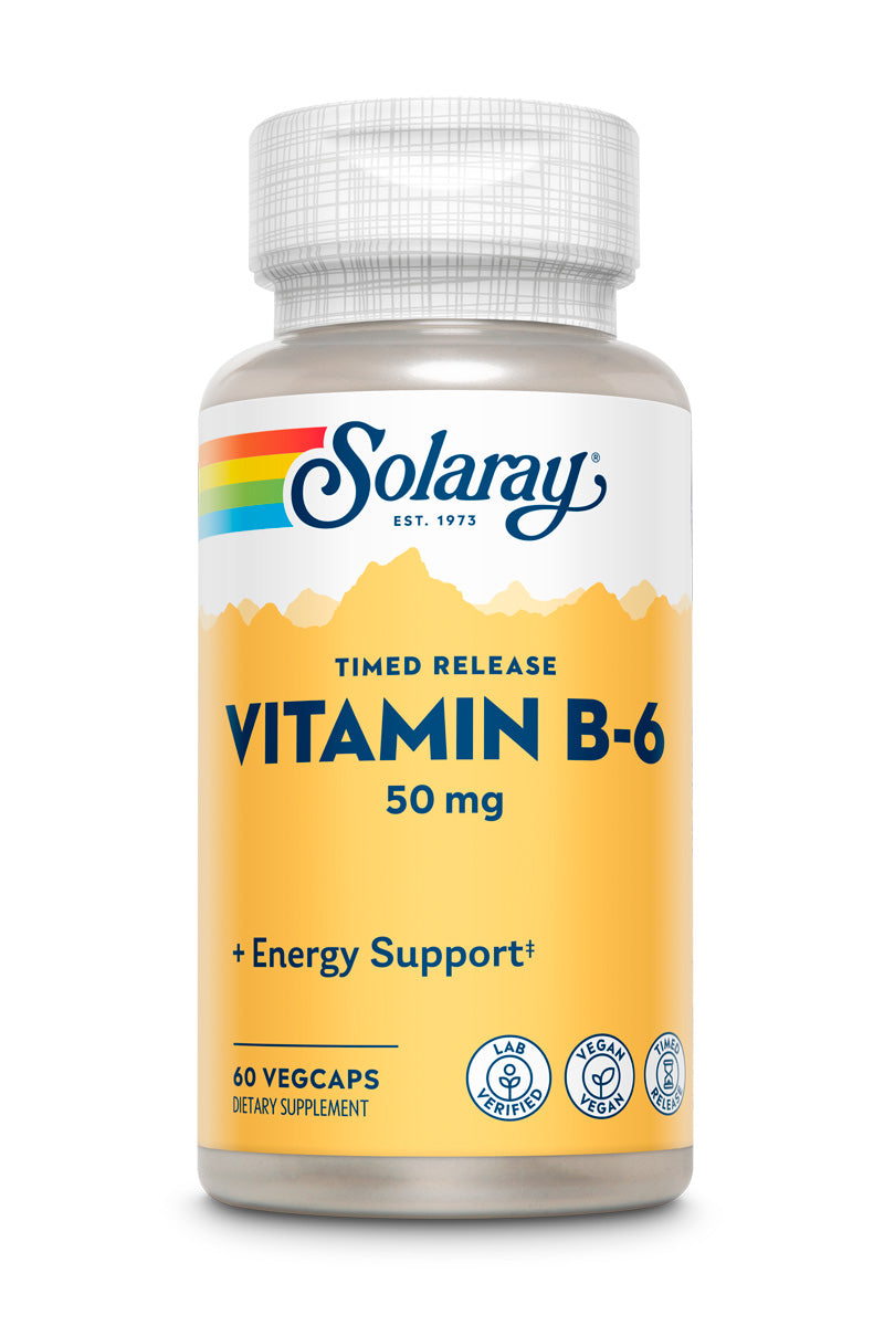 Solaray, Vitamin B-6 Timed Release, 100 mg, 60 Caps Solaray, Vitamin B-6 Timed Release, 100 mg, 60 Caps