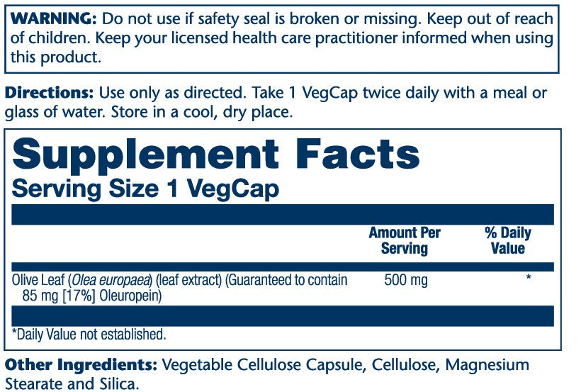 Olive Leaf Ext Double Strength 500mg