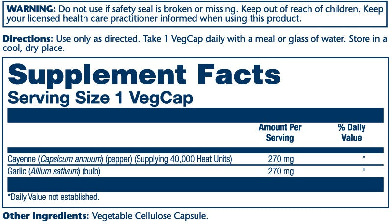 Cayenne Pepper & Garlic Bulb 540mg