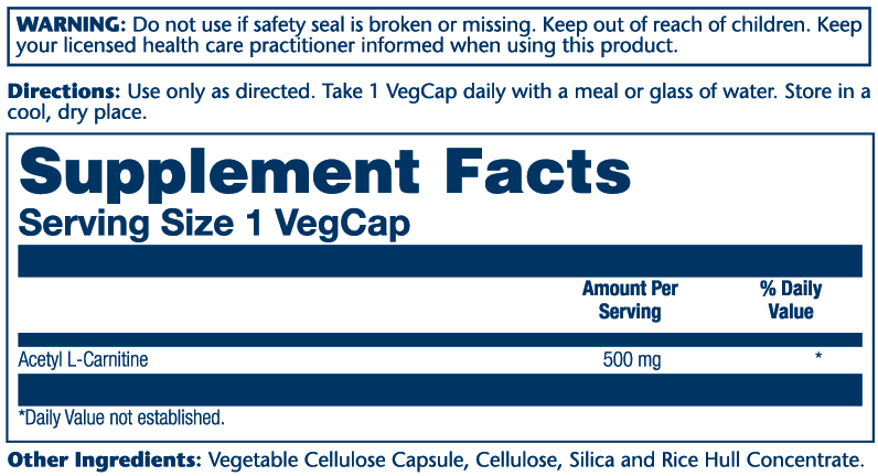 Acetyl L-Carnitine 500mg