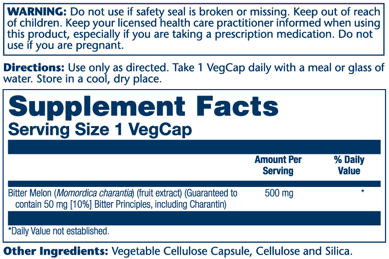 Bitter Melon Fruit Extract 10%, 500mg