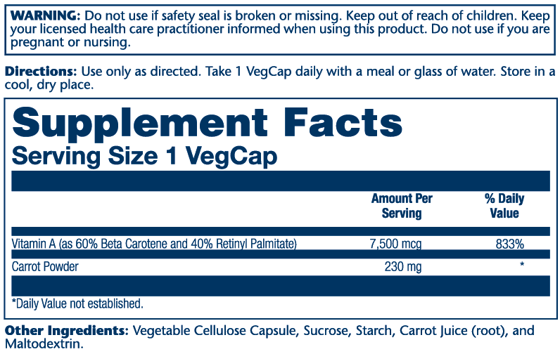 Vitamin A, Dry Form 7500mcg