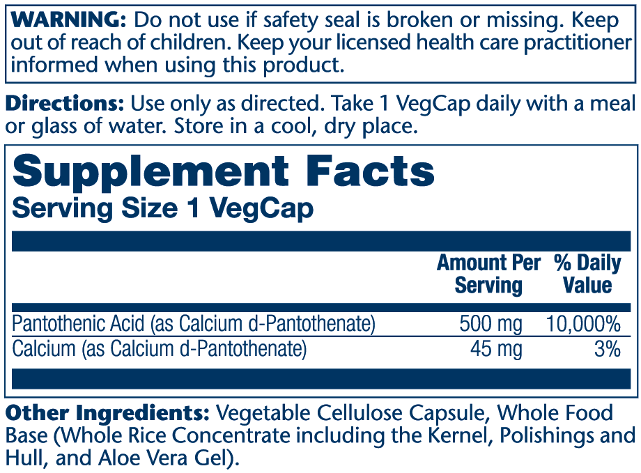 Pantothenic Acid 500mg