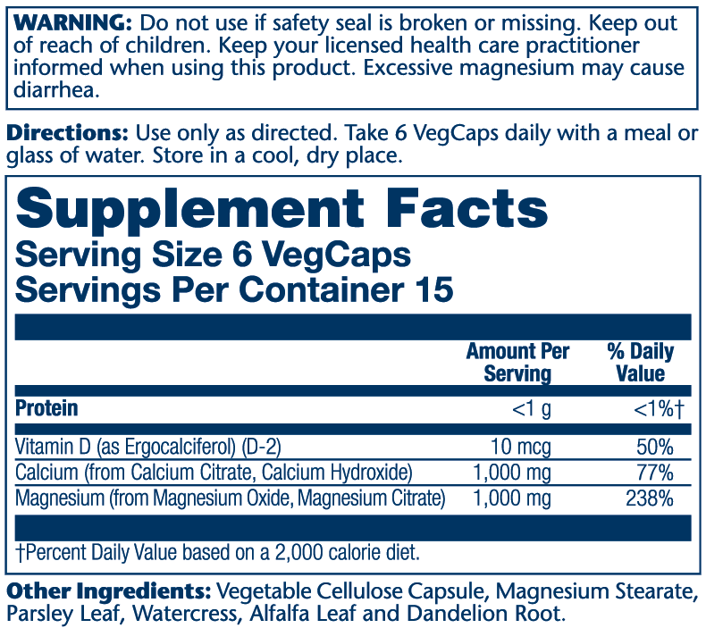 Calcium & Magnesium Citrate With Vitamin D-2, 1:1