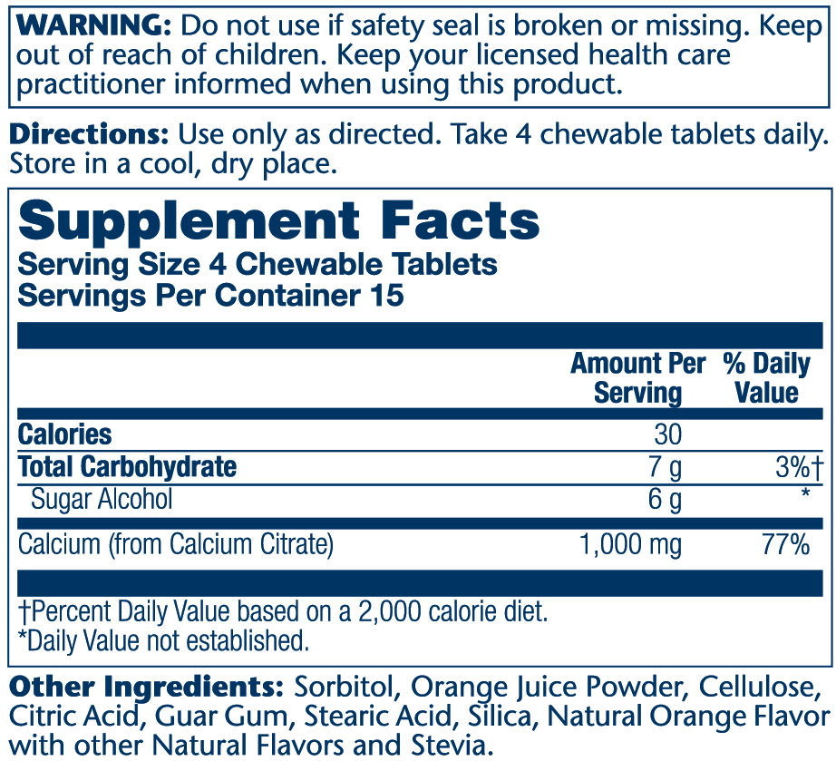 Calcium Citrate Chewables - Orange 1000mg