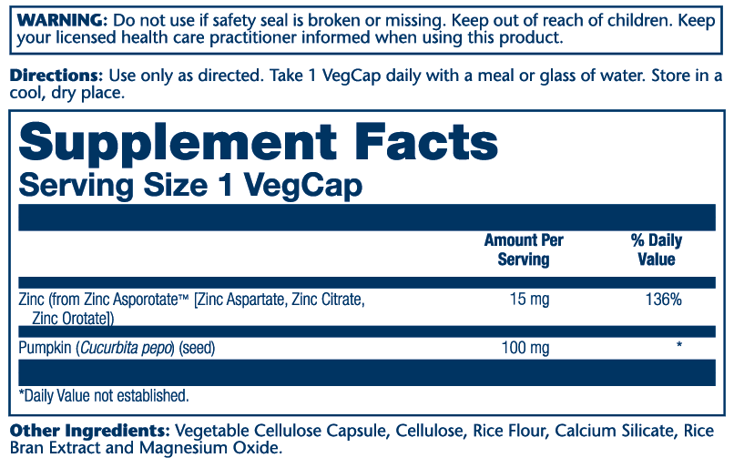 Zinc Asporotate 15mg