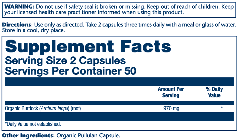 Organic Burdock Root 970mg