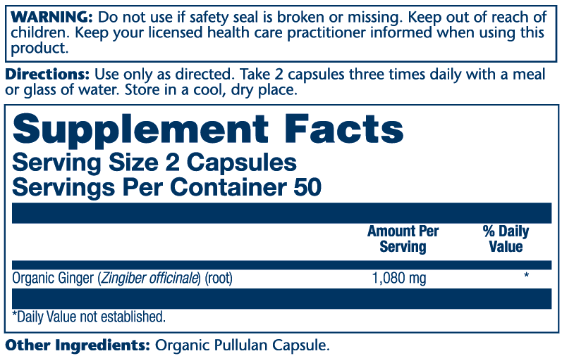 Organic Ginger Root 1080mg