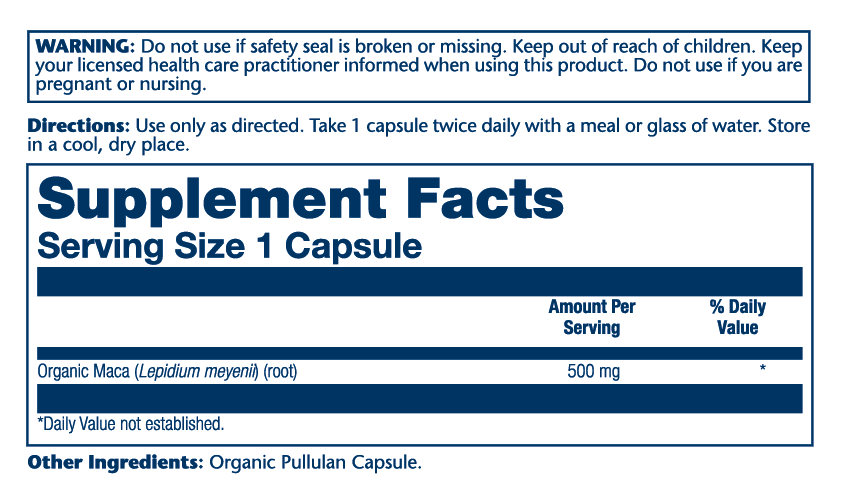 Organic Maca Root 500mg