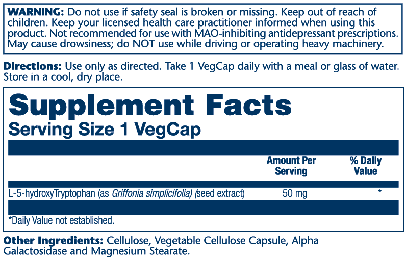 L-5-hydroxyTryptophan, 5-HTP 50mg