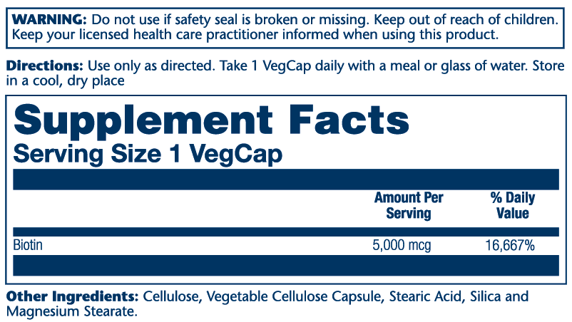 Biotin, Timed-Release 5,000mcg