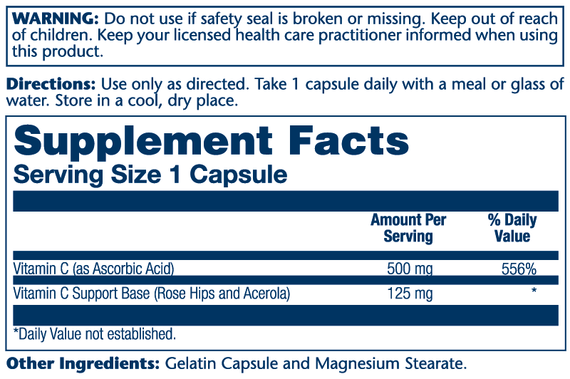 Vitamin C with Rose Hips & Acerola 500mg