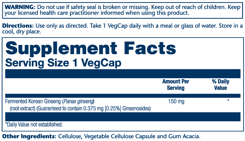Fermented Korean Ginseng Root 150mg