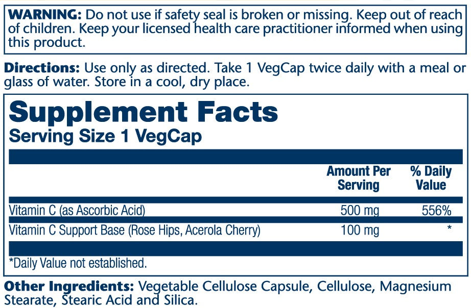 Vitamin C With Rose Hips & Acerola 500mg