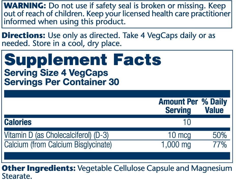 Calcium Bisglycinate w/D-3 1000mg