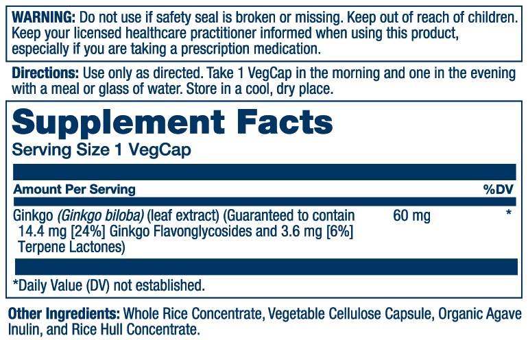Ginkgo Biloba Leaf Extract 60mg