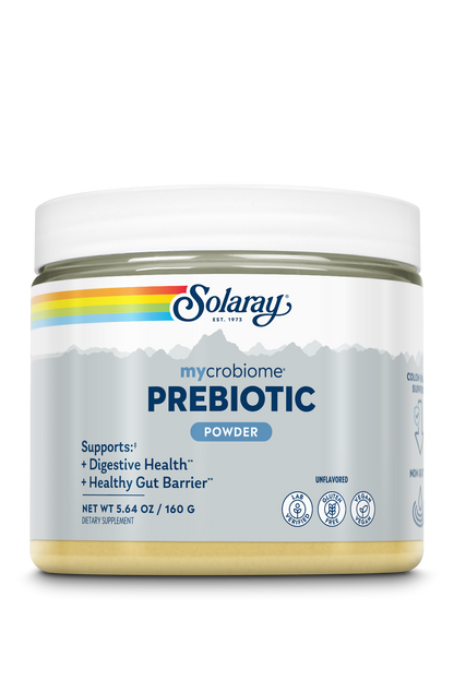 Solaray Mycrobiome Prebiotic, unflavored, 5.64 oz, supports digestive health and a strong gut barrier.