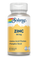 Solaray Zinc 50mg capsules with amino acid chelate and pumpkin seed for immune support.