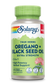 Solaray Oregano + Black Seed Oil supplement bottle with a green cap, offering herbal support.