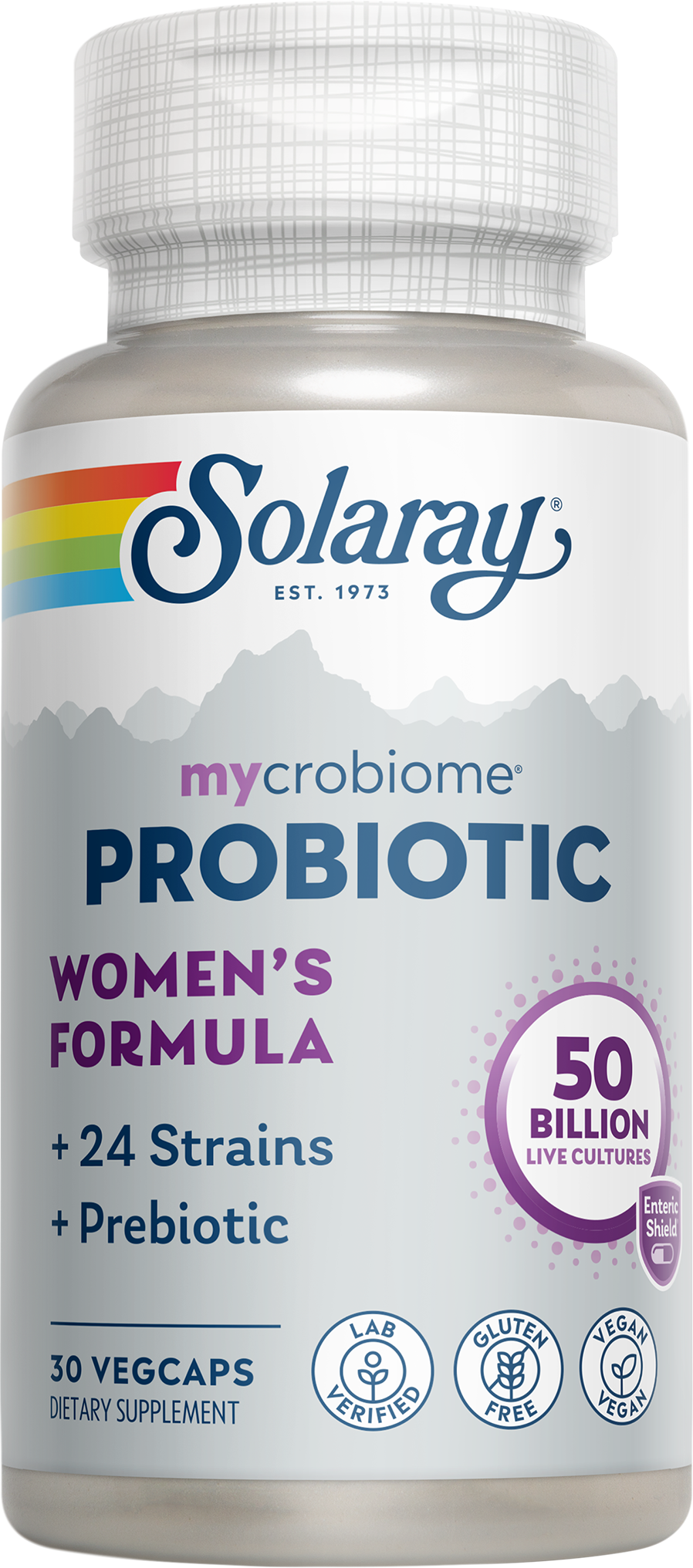 Solaray Mycrobiome Complete Probiotic Women's offers triple-action probiotic and microbiome support.