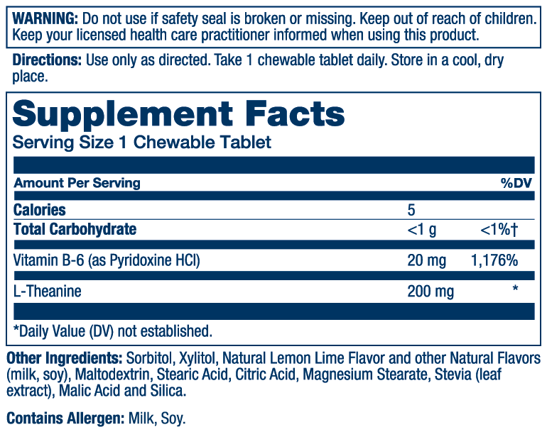 Sugar-Free L-Theanine Chewable, Lemon-Lime Flavor