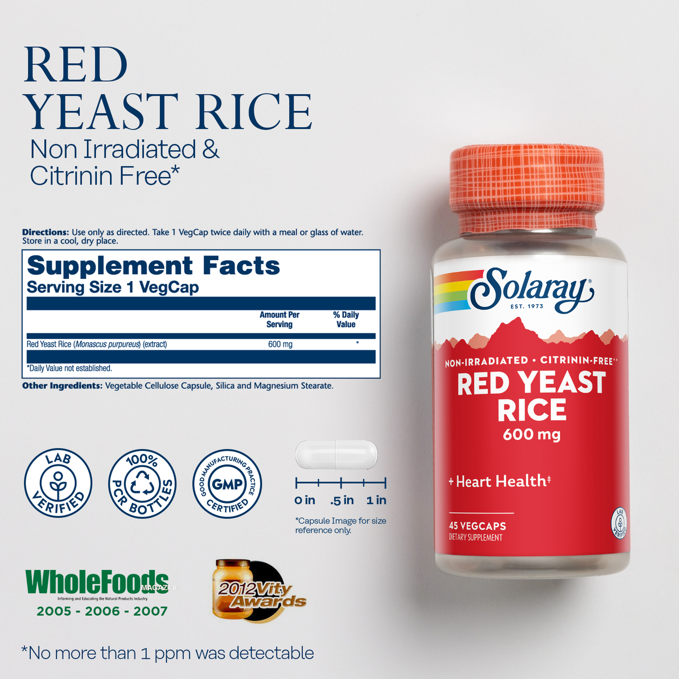 Red Yeast Rice 600mg Solaray