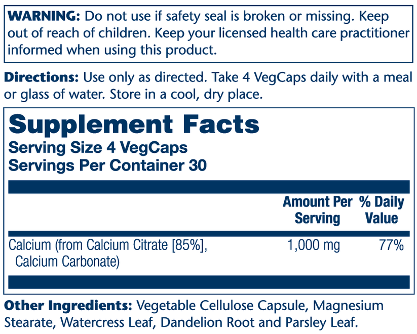 Calcium Citrate 1000mg – Solaray