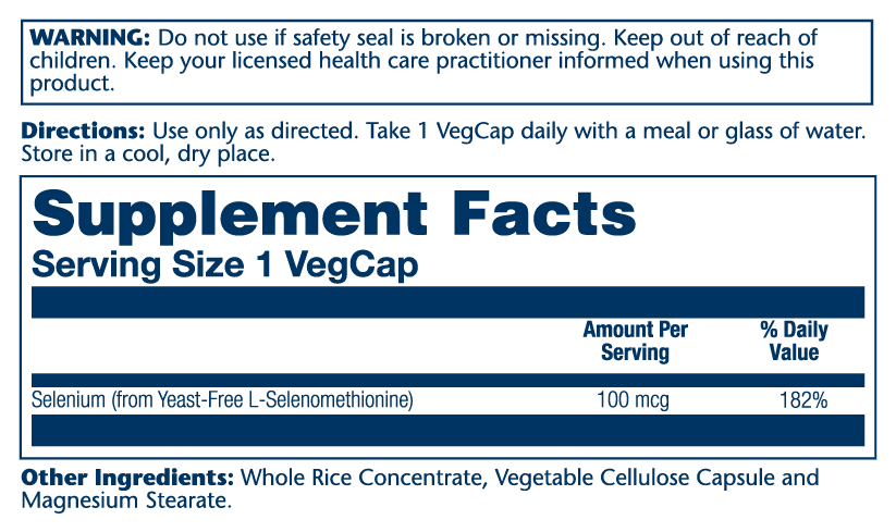 Selenium 100mcg, Yeast-Free