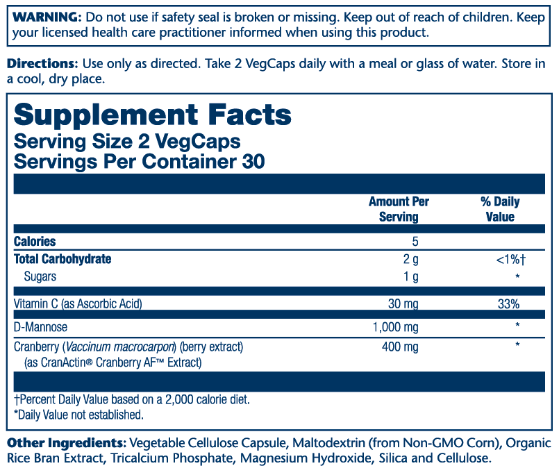 D-Mannose With Cranactin Cranberry Extract