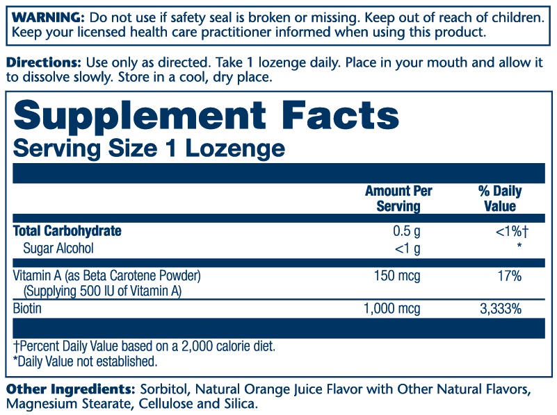 Biotin 1000 mcg Natural Orange Flavoring