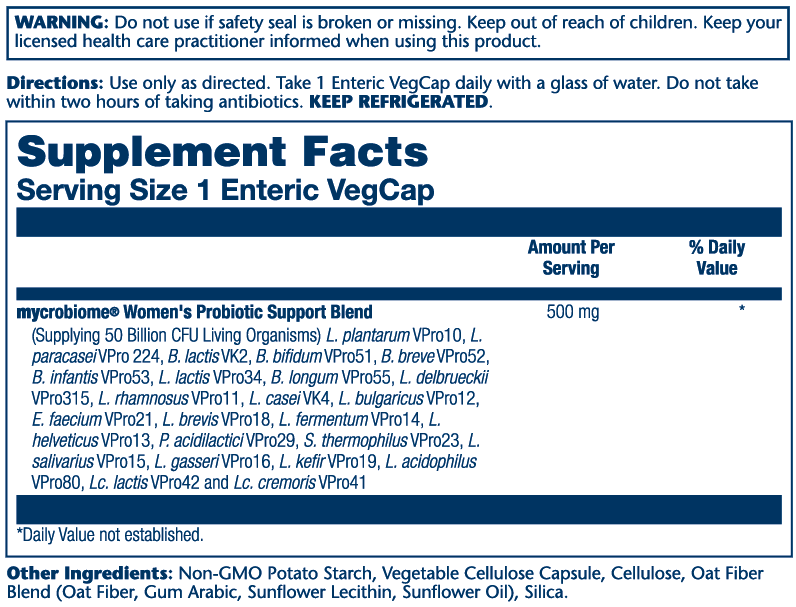 Mycrobiome Probiotic Women's Formula,  24 Strain, 50 Billion CFU